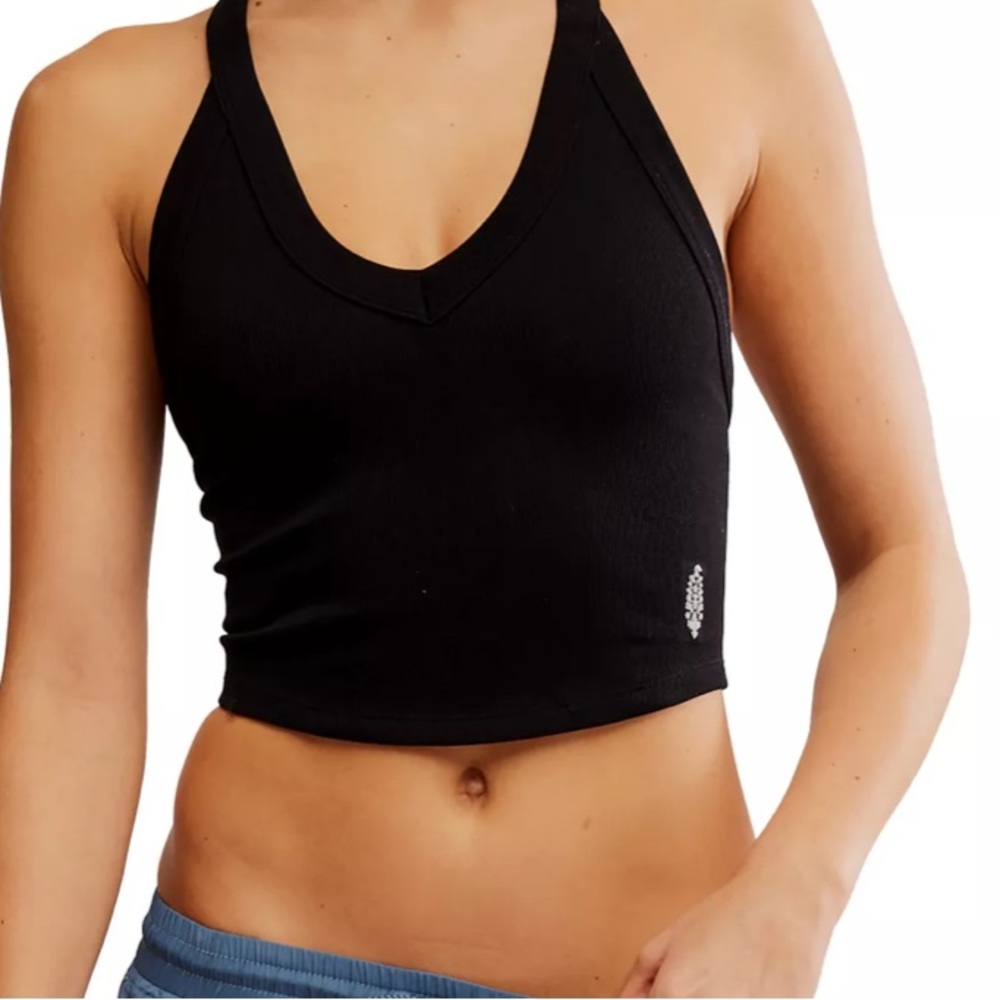FP Movement by Free People V Neck Cami Crop Tank Top Black Size XS/S